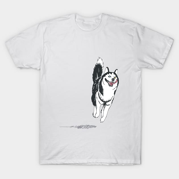 HuskyJumping T-Shirt by princeliaw